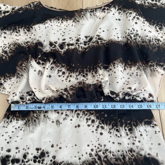 Jessica Simpson Christina Print Black White Watercolor Plunging Back Tunic Dress - Picture 11 of 15